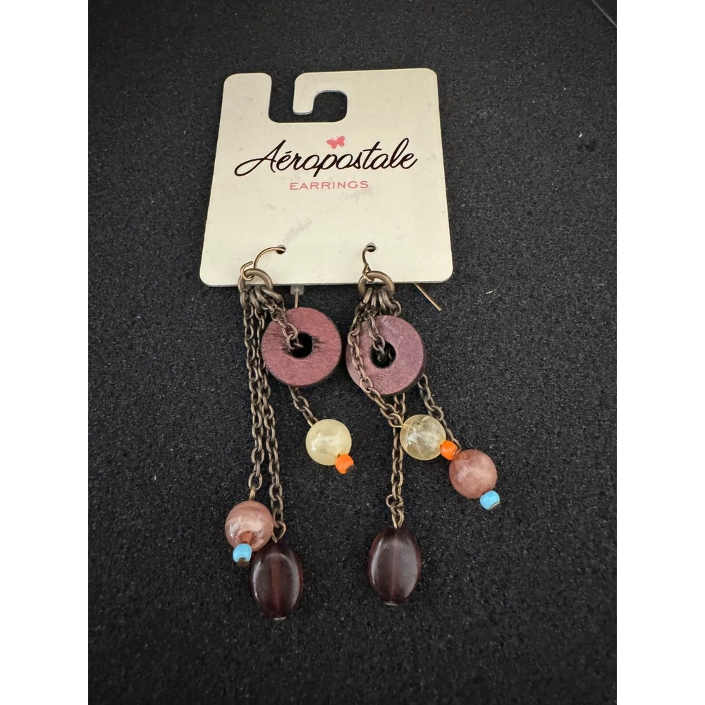 Aeropostale Charm Bead Dangle Earrings‎ Pierced Ears